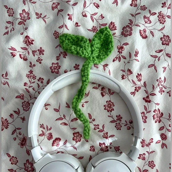 Handmade Crochet Sprout 🌱Accessory ~ Headphone Charm / Bookmark / Organizer - Picture 7 of 11